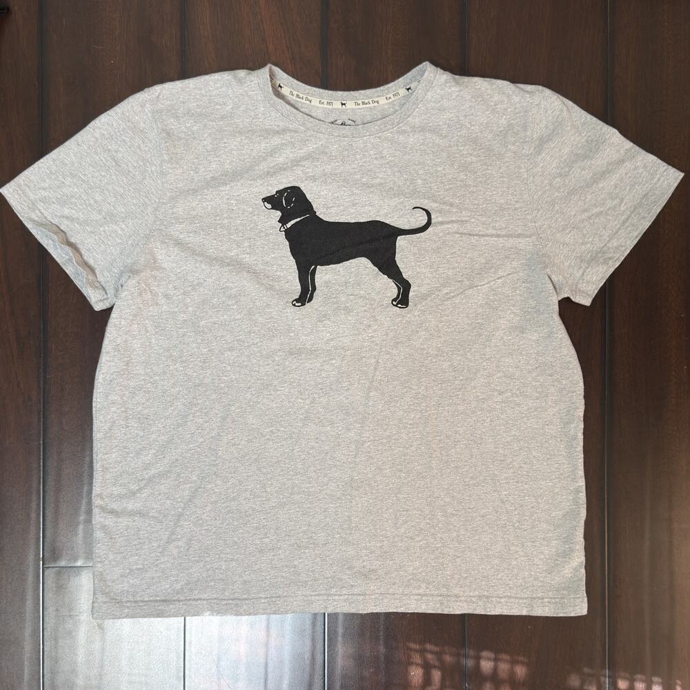 The Black Dog 2024 Classic T-Shirt Mens 2XL XXL Gray Double Sided Logo Cotton